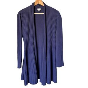 Armani Collezioni Cardigan Size 10 Purple Open Front Ribbed Knit Luxe Italy